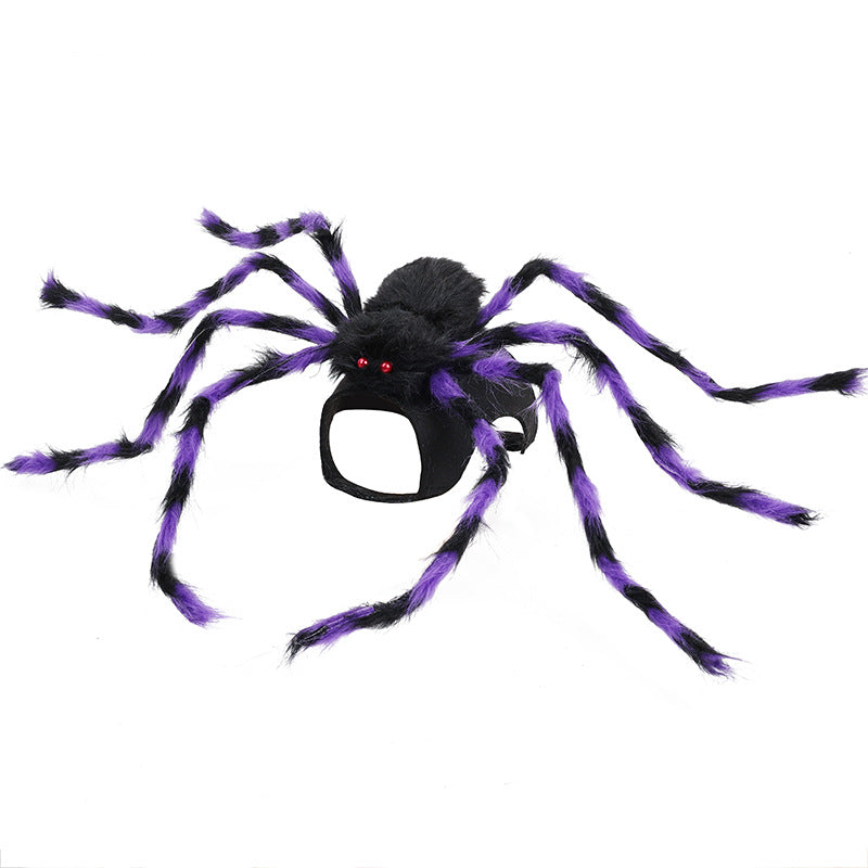 KFX-1572285 Spider-Inspired Pet Costume for Halloween - Gray, Brown, Black, and Purple - Multiple Sizes Available