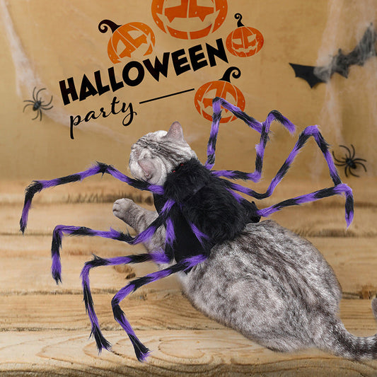 KFX-1572285 Spider-Inspired Pet Costume for Halloween - Gray, Brown, Black, and Purple - Multiple Sizes Available
