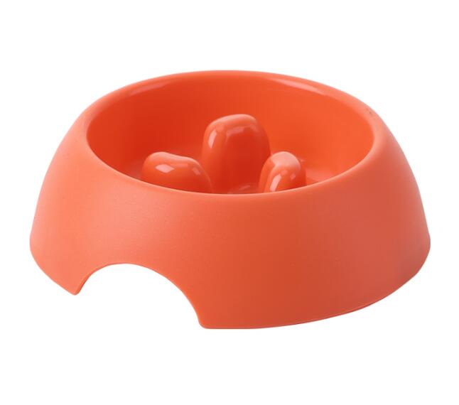KFX-1574077 Pet Dog Slow Food Bowl Feeder - 14.2cm Diameter, Colors: Yellow, Orange, Blue, Green, Plastic