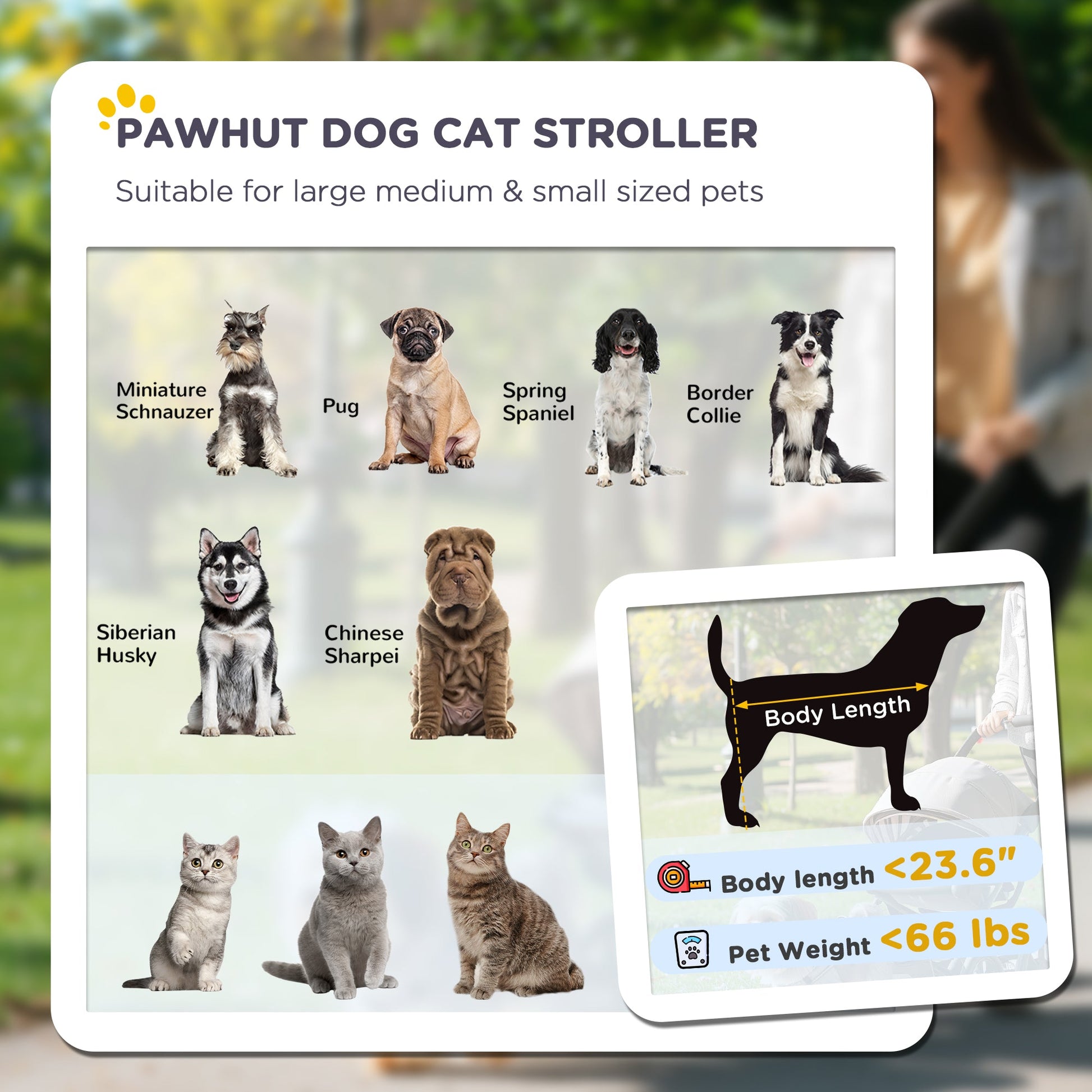 KFX-1579325 Dog Stroller for Medium to Large Pets, Foldable, Shock Absorbing with Storage Pockets, Safety Features, Gray