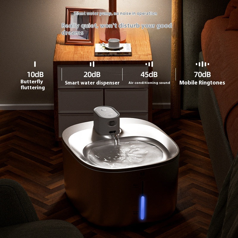KFX-1579709 Stainless Steel Automatic Pet Water Dispenser with Rechargeable Battery and 4-Liter Capacity