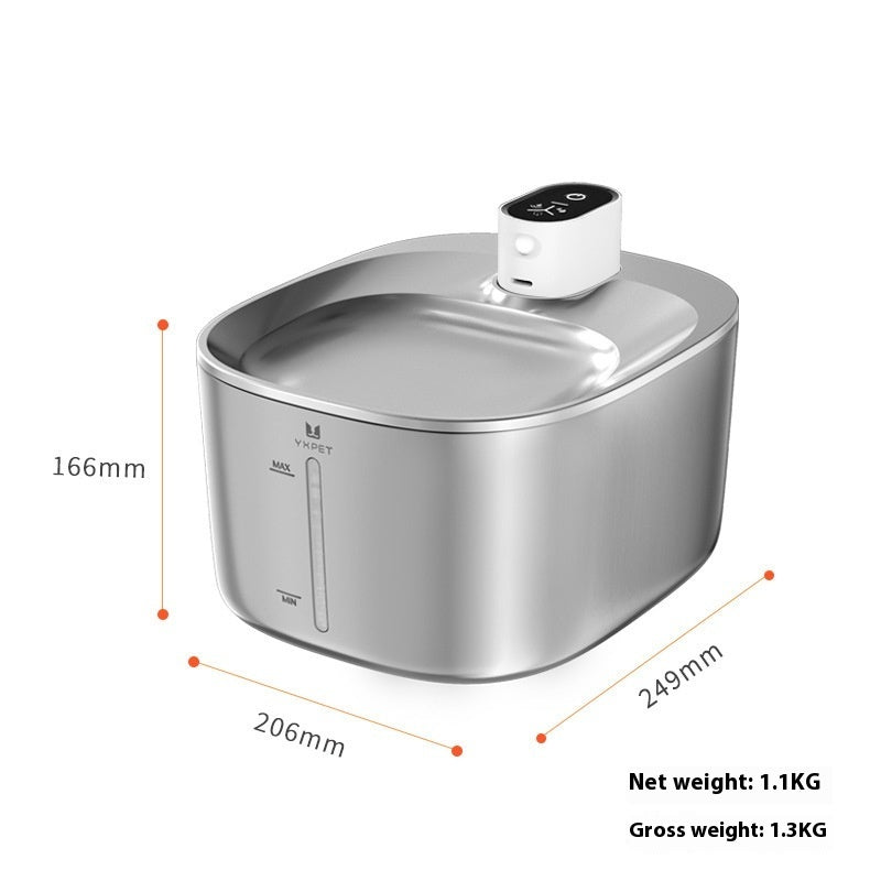 KFX-1579709 Stainless Steel Automatic Pet Water Dispenser with Rechargeable Battery and 4-Liter Capacity