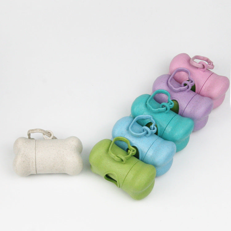 KFX-1580093 Wheat Straw Portable Pet Waste Bag Bone Dispenser in Multiple Colors