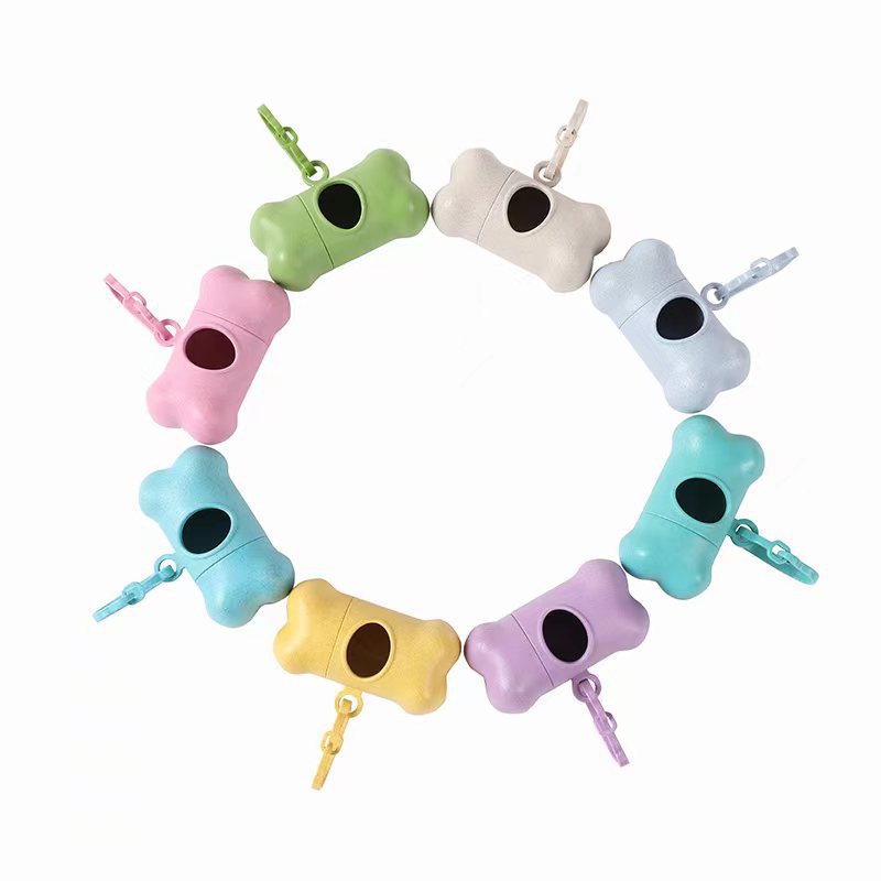 KFX-1580093 Wheat Straw Portable Pet Waste Bag Bone Dispenser in Multiple Colors
