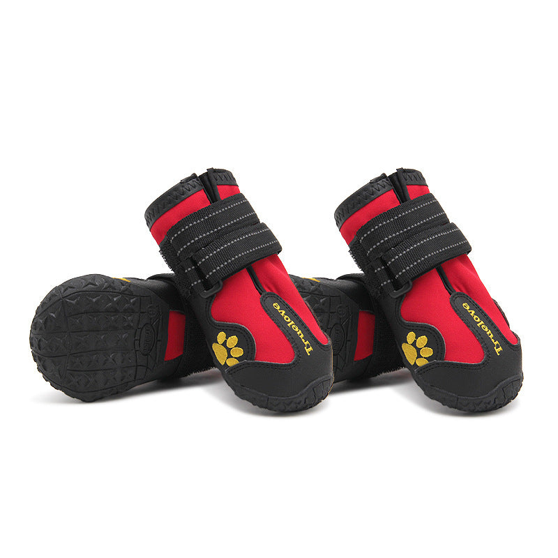 KFX-1580477 Adjustable Non-Slip Waterproof Pet Shoes with Double Velcro Closure, Luminous Design