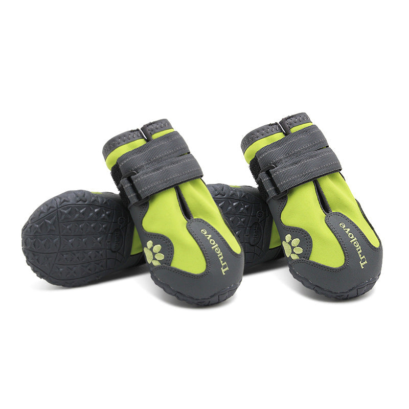 KFX-1580477 Adjustable Non-Slip Waterproof Pet Shoes with Double Velcro Closure, Luminous Design