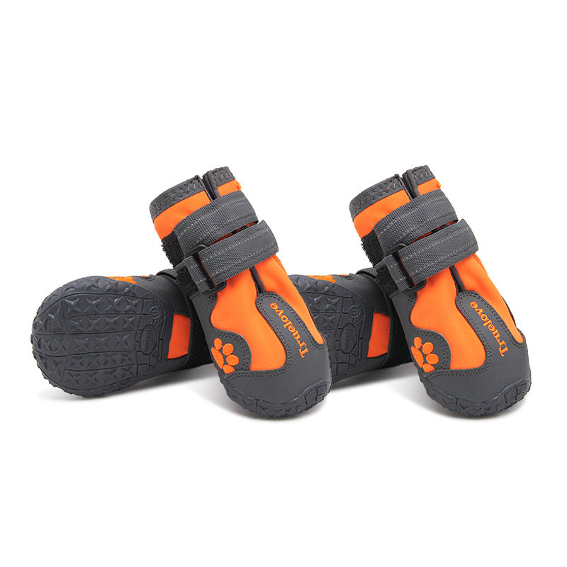 KFX-1580477 Adjustable Non-Slip Waterproof Pet Shoes with Double Velcro Closure, Luminous Design