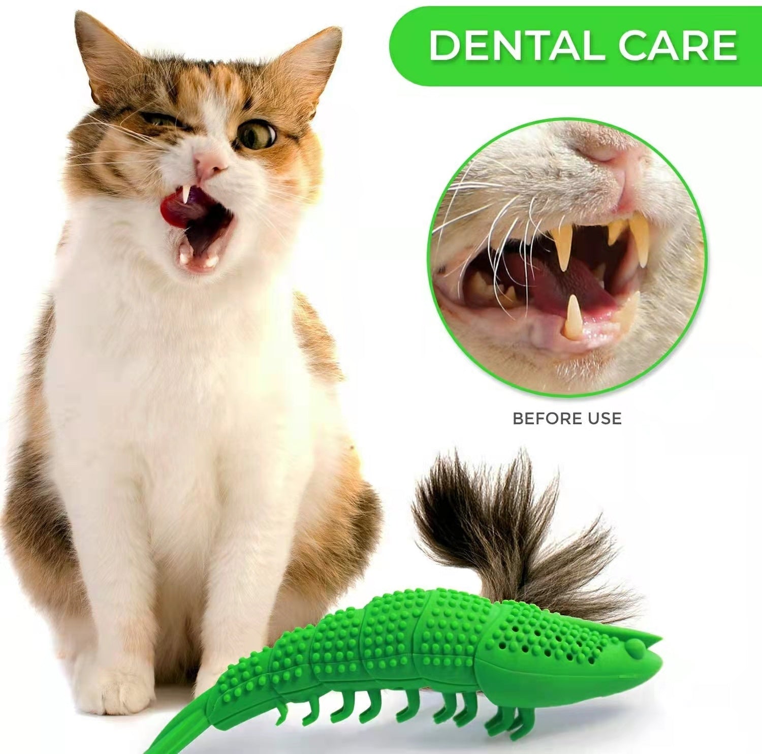 KFX-1581117 Cat Teething Toy with Catnip and Bell for Interactive Play – Durable Rubber, Easy to Clean, 360 Degree Teeth Cleaning