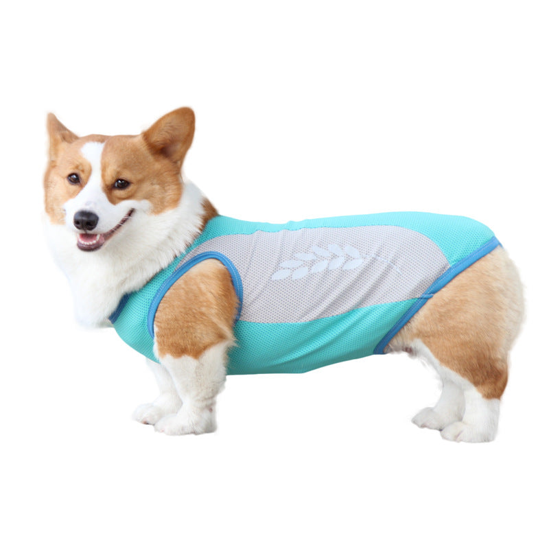 KFX-1582013 Cooling Pet Vest for Dogs - Reflective Summer Apparel in Cherry Blossom, Ice Blue, and Fruit Green, Sizes S to 11XL