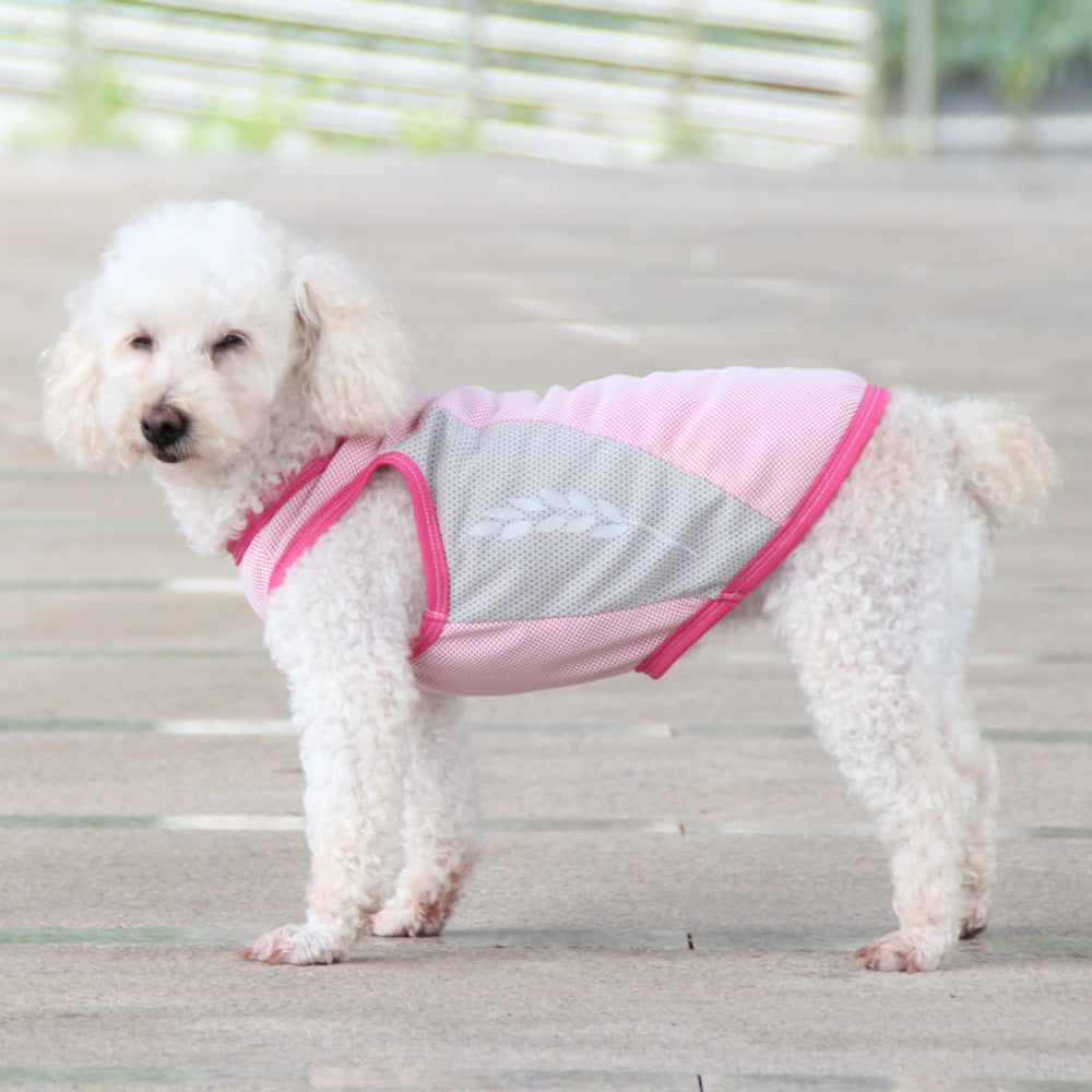 KFX-1582013 Cooling Pet Vest for Dogs - Reflective Summer Apparel in Cherry Blossom, Ice Blue, and Fruit Green, Sizes S to 11XL