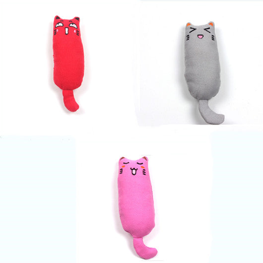 KFX-1582269 Chubby Cotton Cat Toy - Burlap and Padded Cotton in Various Colors