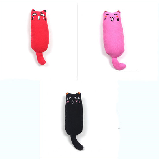 KFX-1582269 Chubby Cotton Cat Toy - Burlap and Padded Cotton in Various Colors