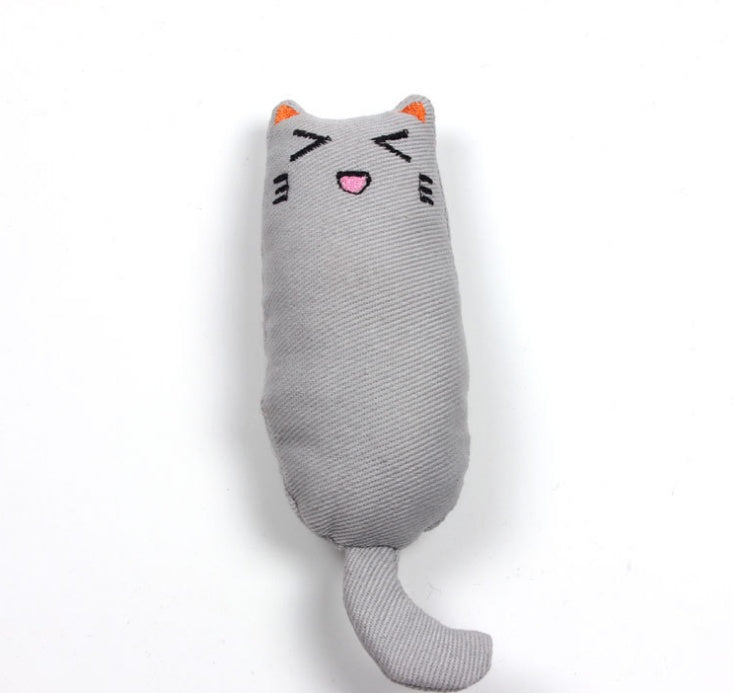 KFX-1582269 Chubby Cotton Cat Toy - Burlap and Padded Cotton in Various Colors