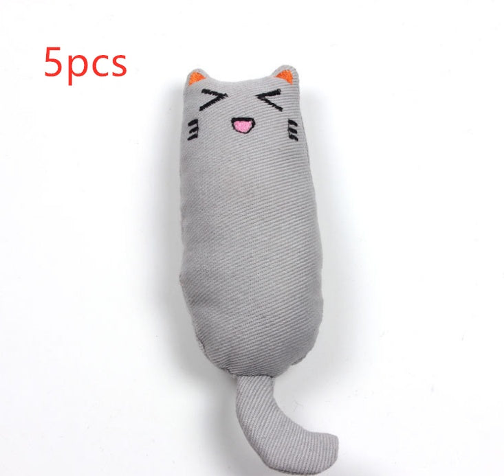 KFX-1582269 Chubby Cotton Cat Toy - Burlap and Padded Cotton in Various Colors