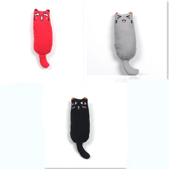 KFX-1582269 Chubby Cotton Cat Toy - Burlap and Padded Cotton in Various Colors