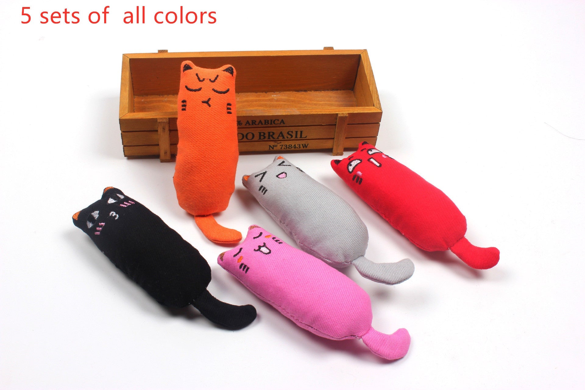 KFX-1582269 Chubby Cotton Cat Toy - Burlap and Padded Cotton in Various Colors