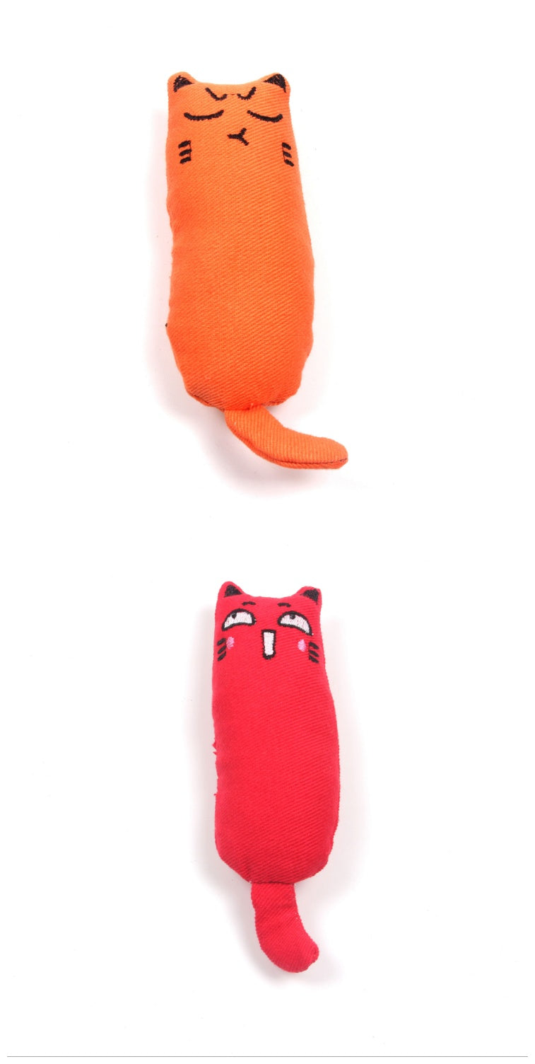 KFX-1582269 Chubby Cotton Cat Toy - Burlap and Padded Cotton in Various Colors