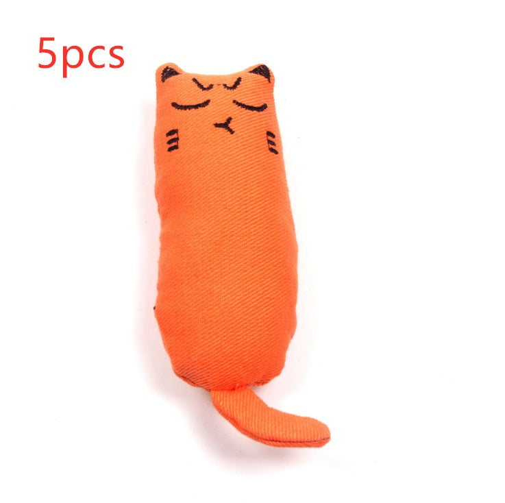 KFX-1582269 Chubby Cotton Cat Toy - Burlap and Padded Cotton in Various Colors