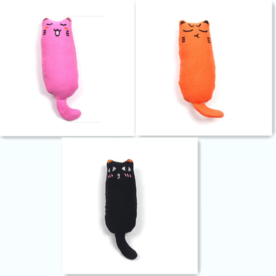 KFX-1582269 Chubby Cotton Cat Toy - Burlap and Padded Cotton in Various Colors