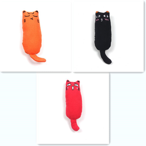KFX-1582269 Chubby Cotton Cat Toy - Burlap and Padded Cotton in Various Colors