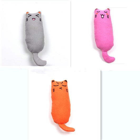 KFX-1582269 Chubby Cotton Cat Toy - Burlap and Padded Cotton in Various Colors