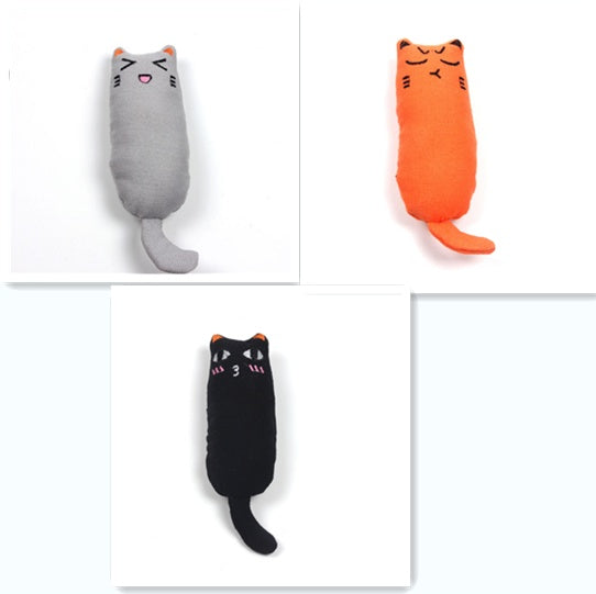 KFX-1582269 Chubby Cotton Cat Toy - Burlap and Padded Cotton in Various Colors