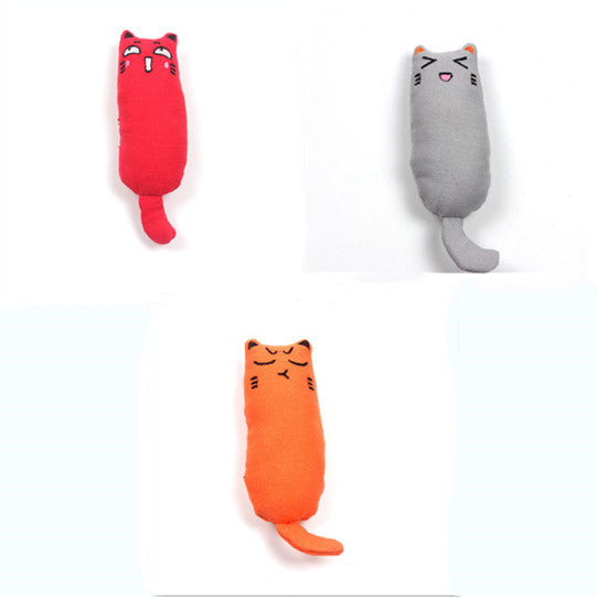 KFX-1582269 Chubby Cotton Cat Toy - Burlap and Padded Cotton in Various Colors