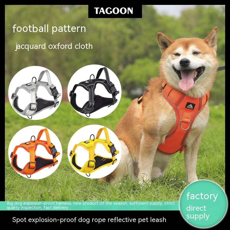 KFX-1582909 Reflective Dog Harness with Adjustable Chest Strap and Strong Leash Rope