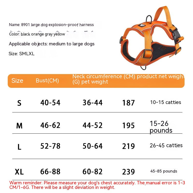 KFX-1582909 Reflective Dog Harness with Adjustable Chest Strap and Strong Leash Rope