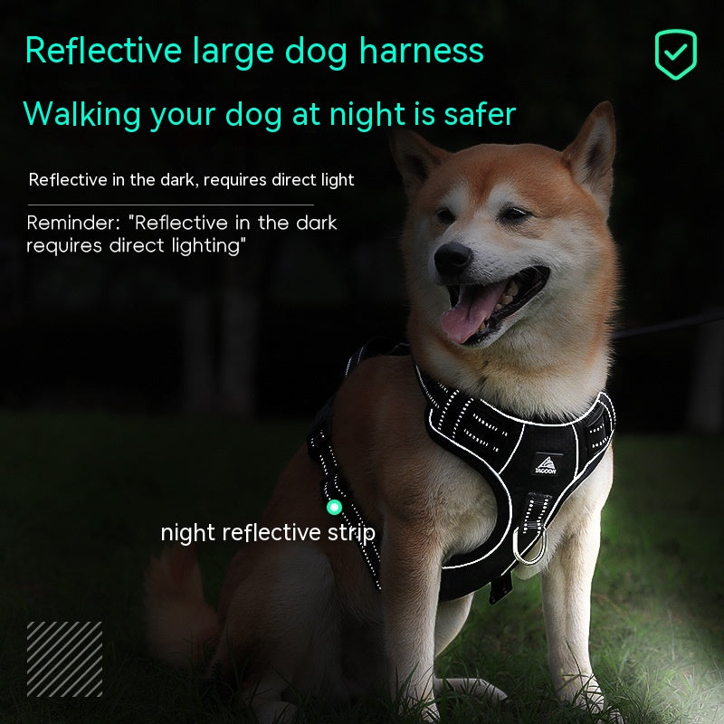 KFX-1582909 Reflective Dog Harness with Adjustable Chest Strap and Strong Leash Rope
