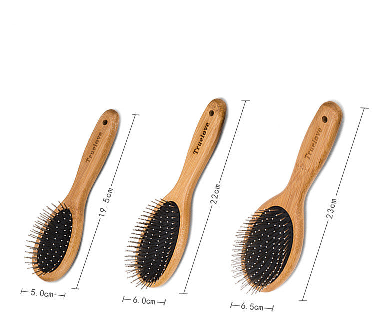 KFX-1585213 Bamboo Handle Pet Comb with Stainless Steel Needles for Dogs and Cats