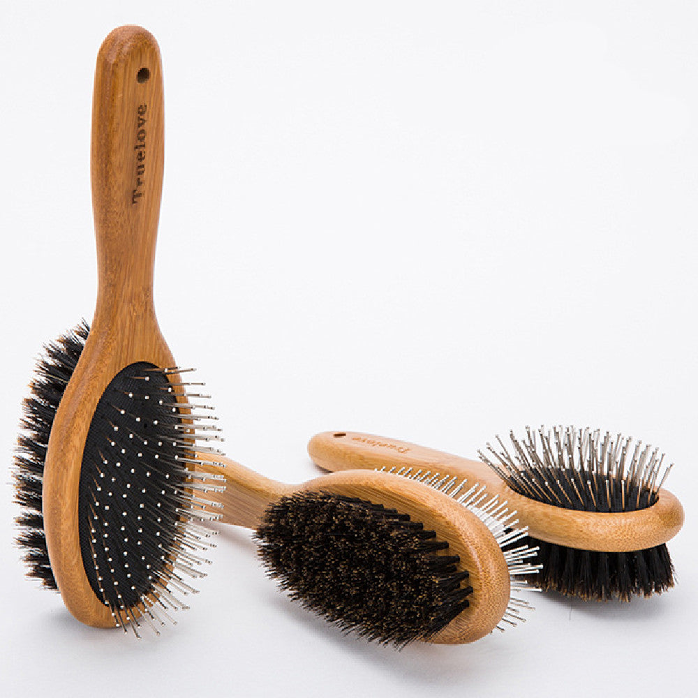 KFX-1585213 Bamboo Handle Pet Comb with Stainless Steel Needles for Dogs and Cats