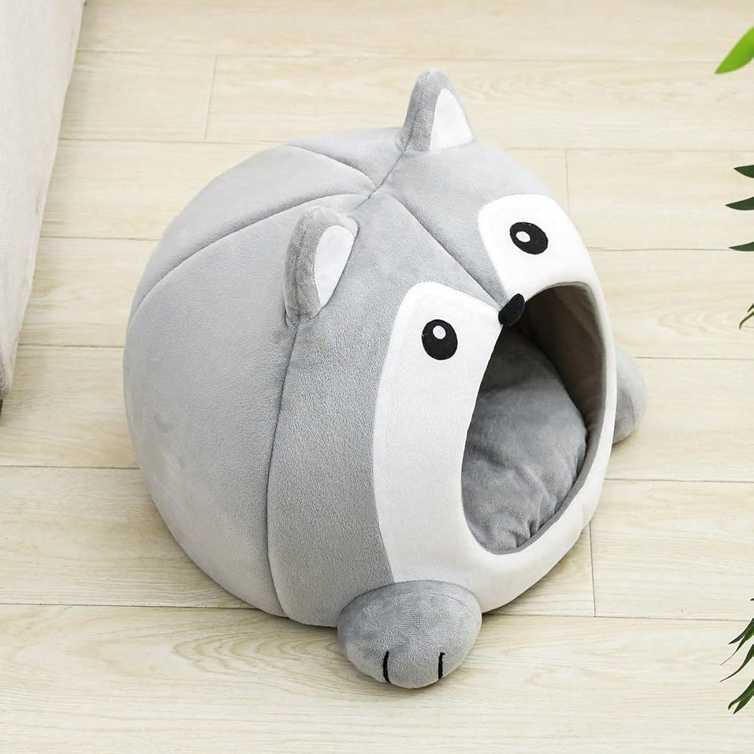 KFX-1585853 Cozy Fox-Shaped Indoor Cat Bed with Removable Cushion in Various Sizes