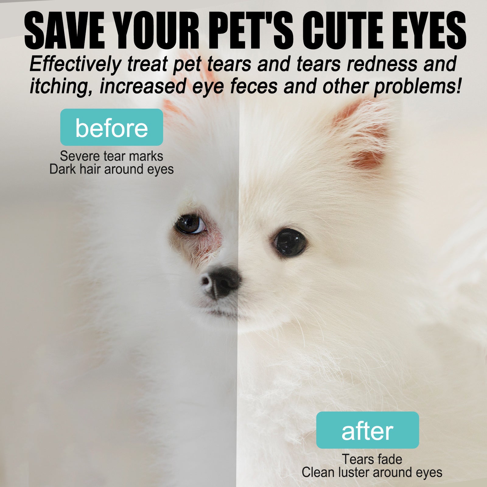 KFX-1586877 Pet External Eye Tear Stain Serum for Cats and Dogs - 20ml Tear Trace Remover