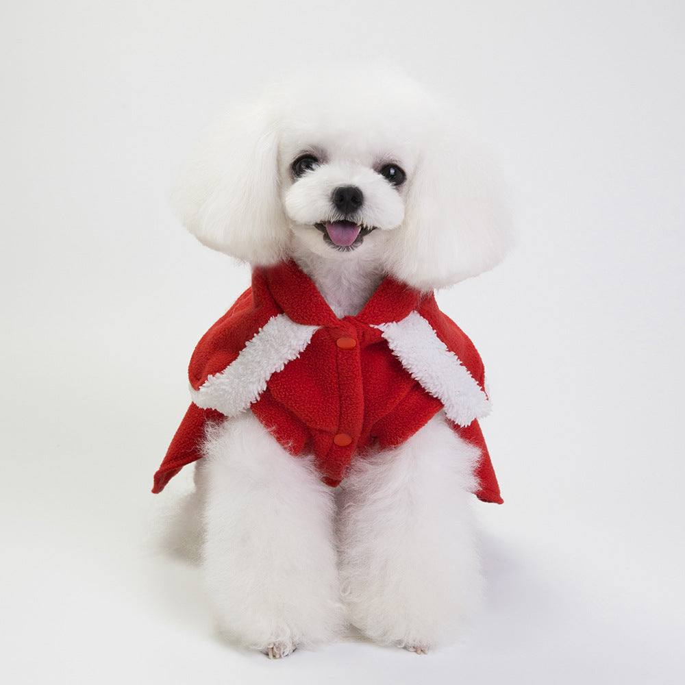 KFX-1587773 Stylish Fleece Christmas Dog Outfit with Button Skirt and Pants in Various Sizes