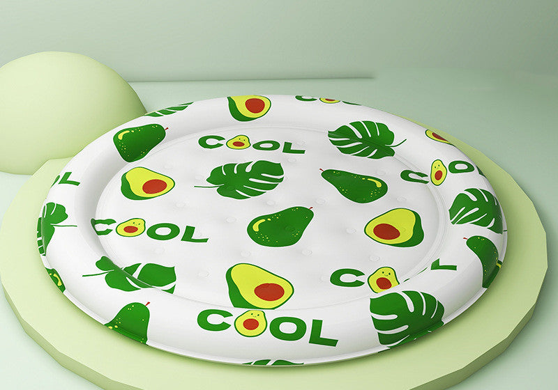 KFX-1589437 Round Cold Gel Ice Mat for Pets - Soft, Washable, Cute Cartoon Design