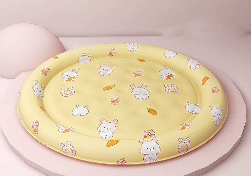 KFX-1589437 Round Cold Gel Ice Mat for Pets - Soft, Washable, Cute Cartoon Design