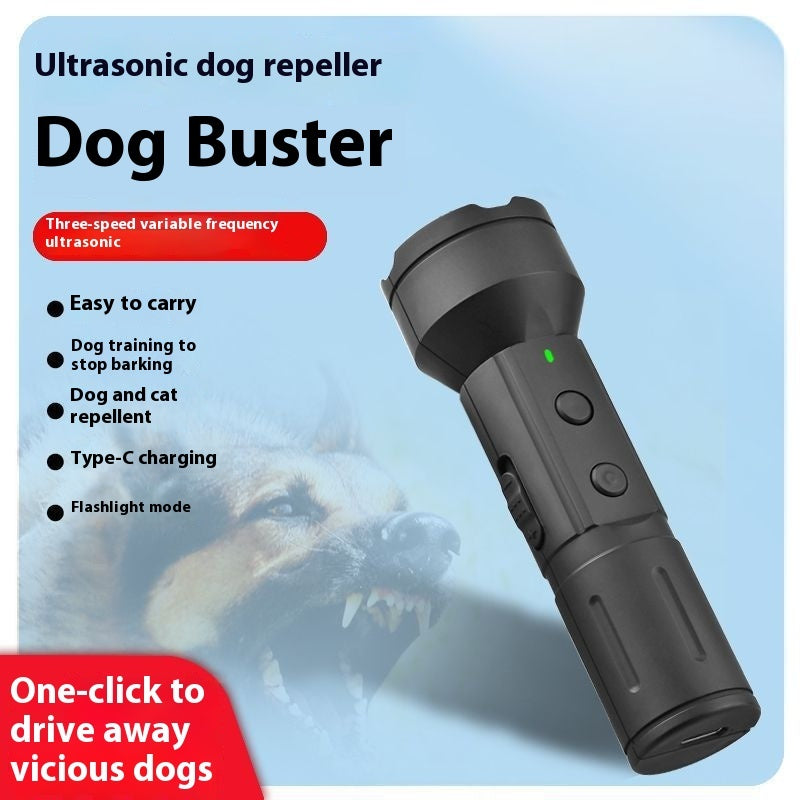 KFX-1590205 Ultrasonic Dog Bark Control Device with Rechargeable Battery, Outdoor Use, Black