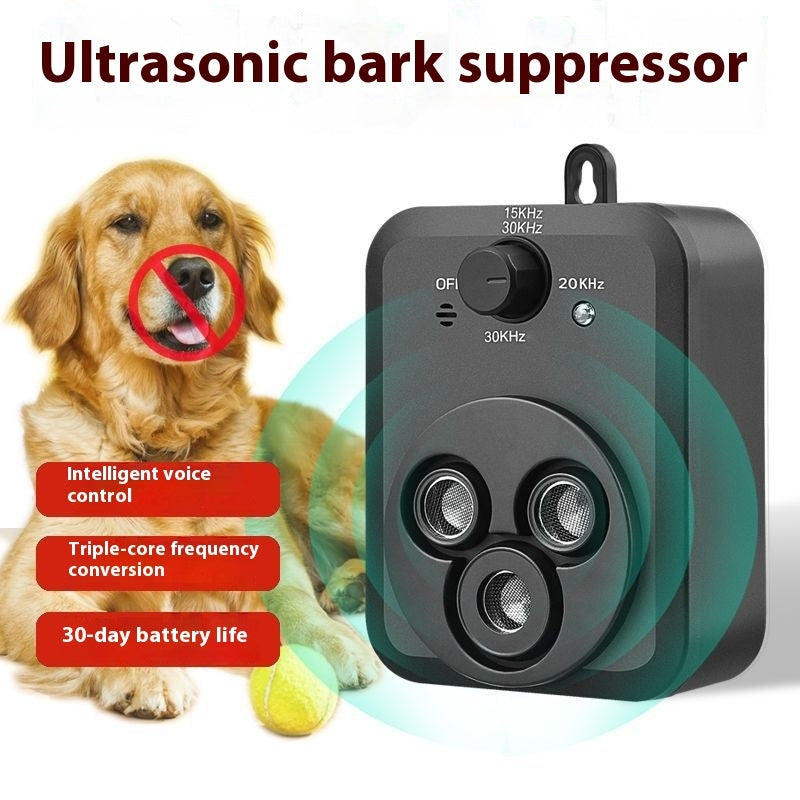 KFX-1590205 Ultrasonic Dog Bark Control Device with Rechargeable Battery, Outdoor Use, Black