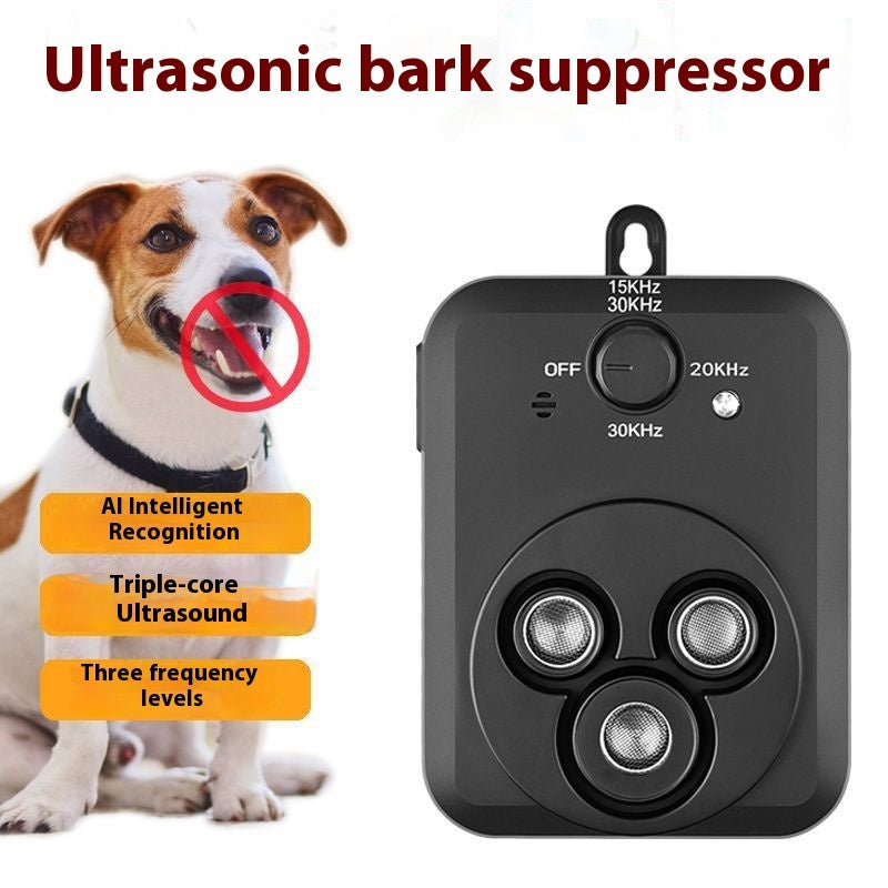 KFX-1590205 Ultrasonic Dog Bark Control Device with Rechargeable Battery, Outdoor Use, Black