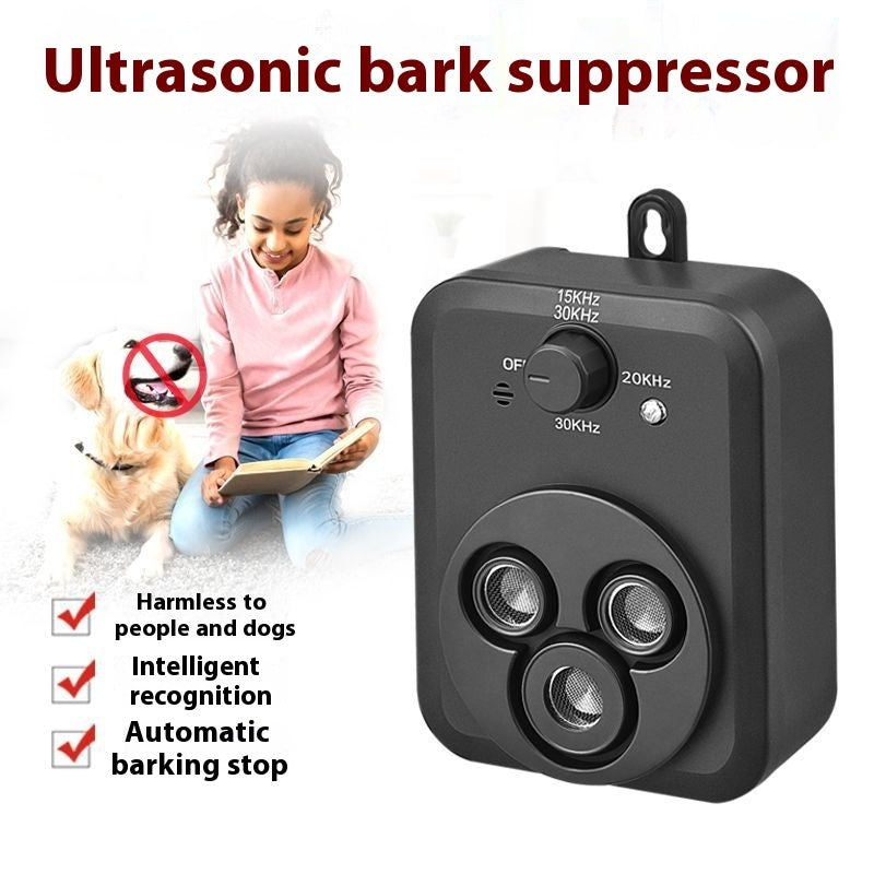 KFX-1590205 Ultrasonic Dog Bark Control Device with Rechargeable Battery, Outdoor Use, Black