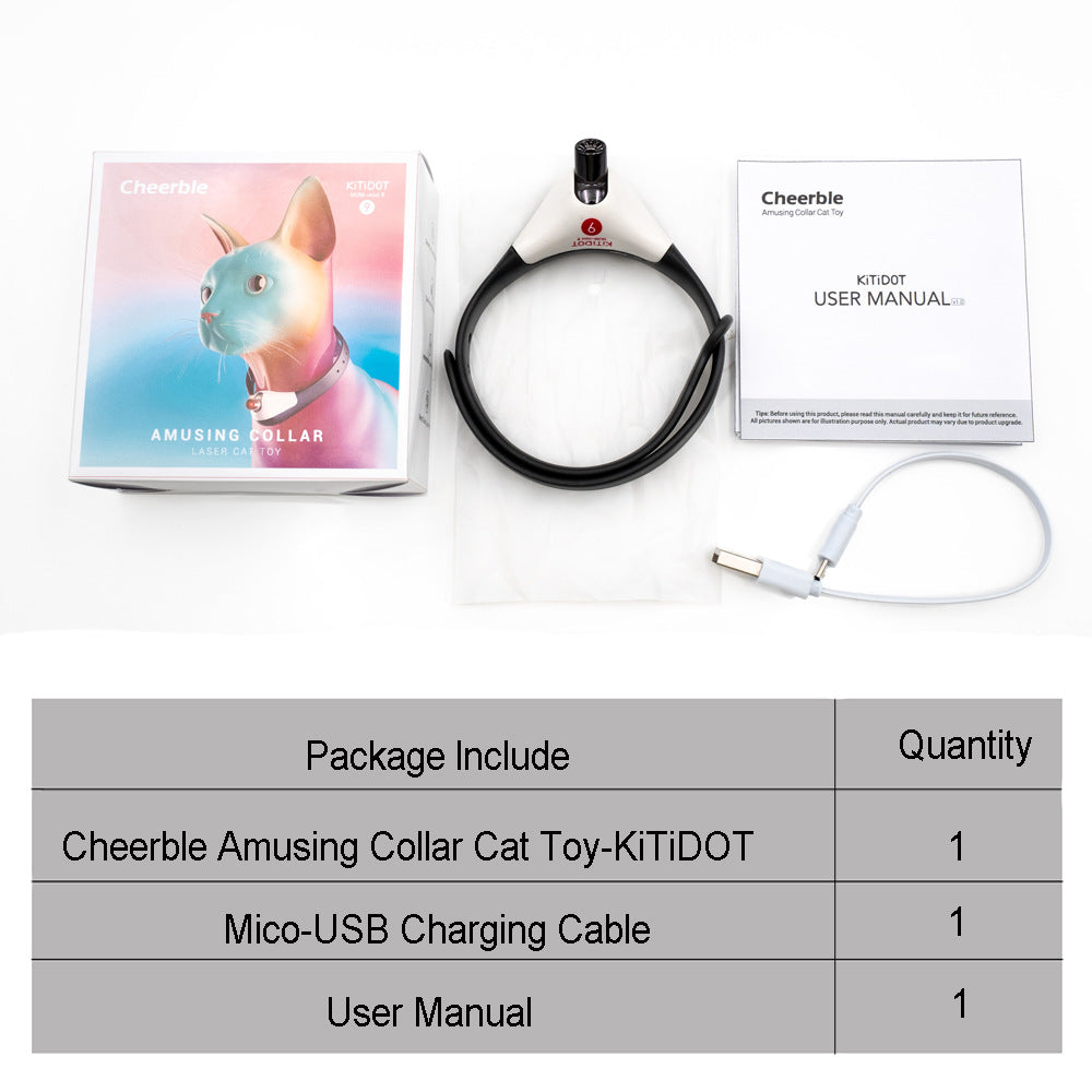 KFX-1590845 Mobile Laser Cat Toy - Interactive Funny Cat Stick, TPU Material, Black and White, Includes USB Charging Cable and User Manual
