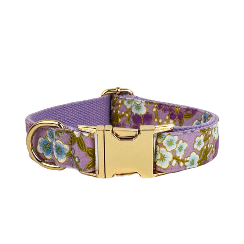 KFX-1591357 Floral Dog Collar and Leash Set with Bow, Vest, and Poop Bag - Five-Piece Collection