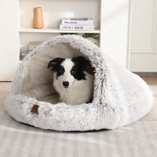 KFX-1593405 Semi-Enclosed Shell-Shaped Pet Bed for Dogs - Wind Protection and Warmth, Various Sizes and Colors Available