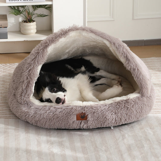 KFX-1593405 Semi-Enclosed Shell-Shaped Pet Bed for Dogs - Wind Protection and Warmth, Various Sizes and Colors Available
