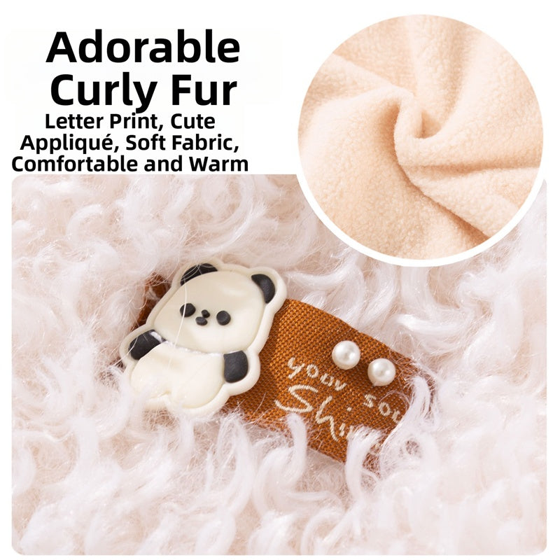 KFX-1593917 Cozy Lamb Wool Pet Vest with Panda Badge for Small Cats and Dogs