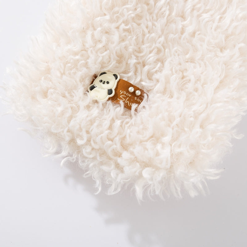KFX-1593917 Cozy Lamb Wool Pet Vest with Panda Badge for Small Cats and Dogs