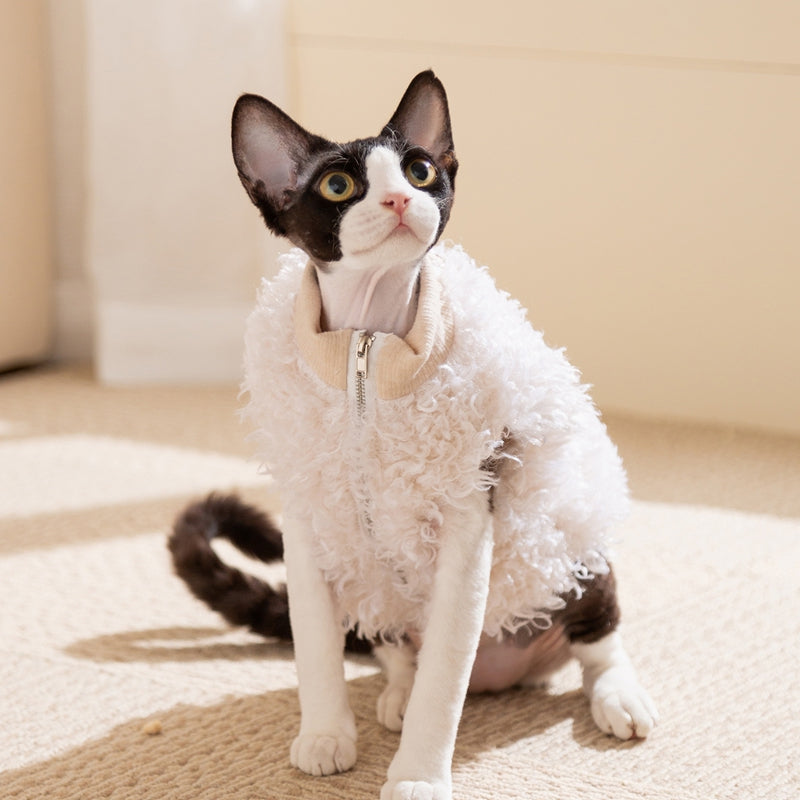 KFX-1593917 Cozy Lamb Wool Pet Vest with Panda Badge for Small Cats and Dogs