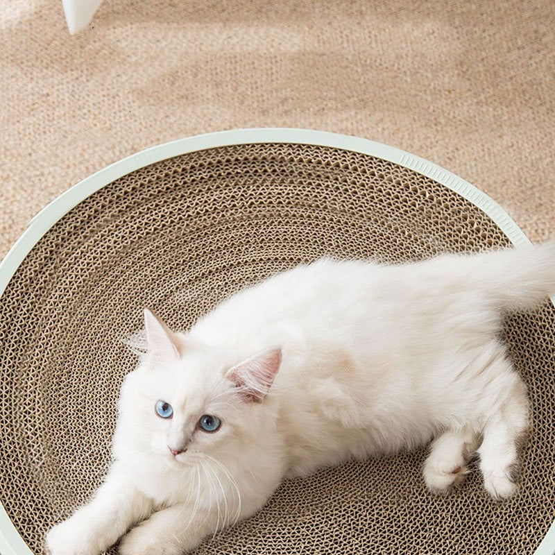 KFX-1595325 Three-in-One Corrugated Cat Scratch Board and Toy with Balls - Grey Green / Milky White