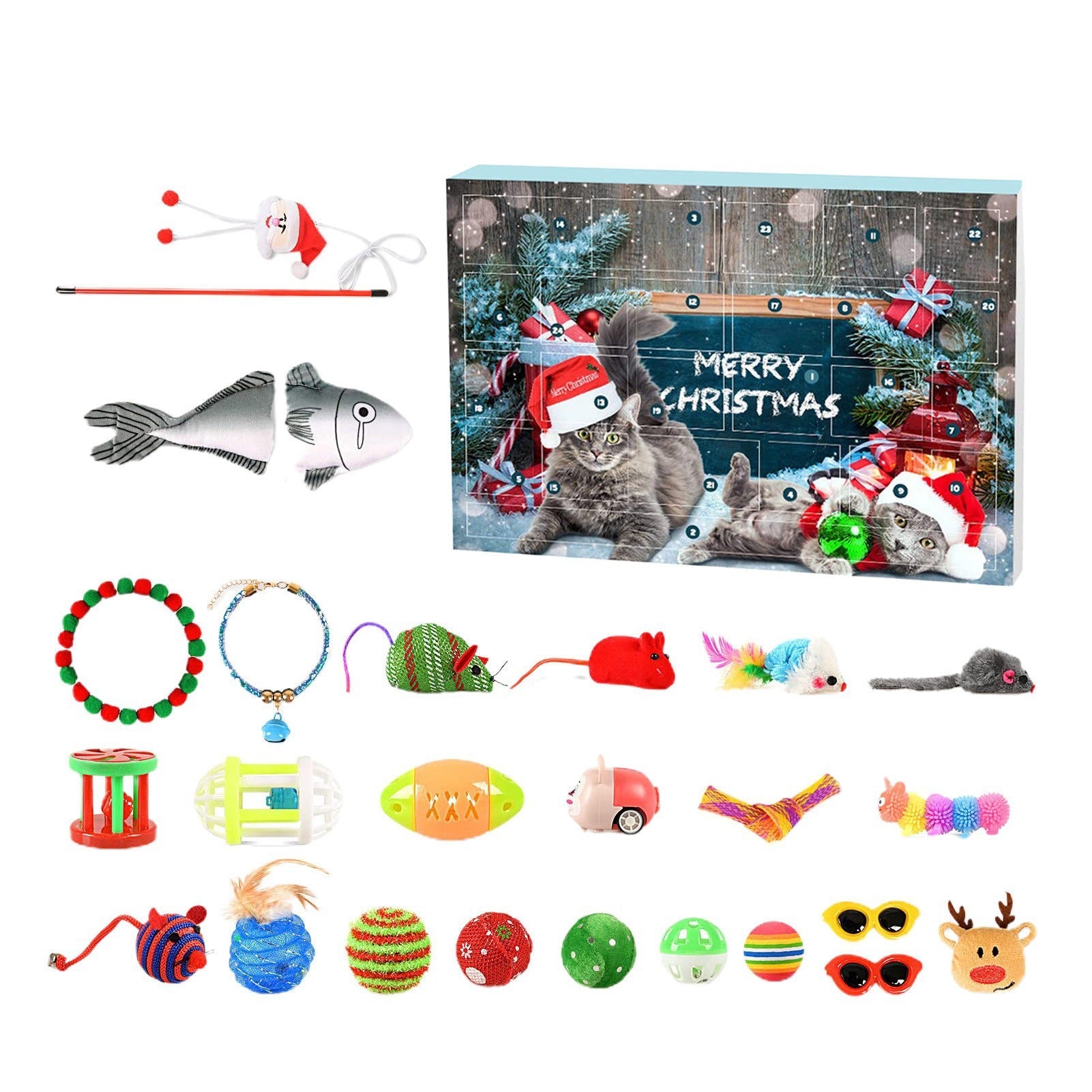 KFX-1595965 Christmas Dog and Cat Toy Gift Box Set with Random Accessories